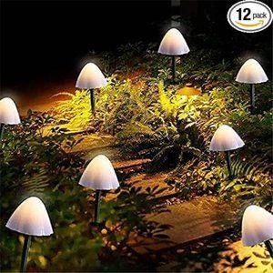 Outdoor Solar Garden Light,Set of 12Mini Solar Mushroom Light Outdoor Waterproof